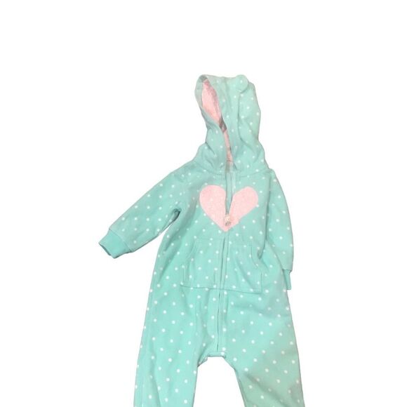 Carters 9 Month Green and White Polkadot Bodysuit - Picture 4 of 6